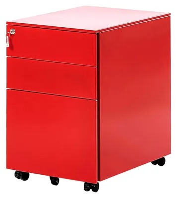 Produktbild von Büroschrank aus Metall mit 3 Schubladen in Rot