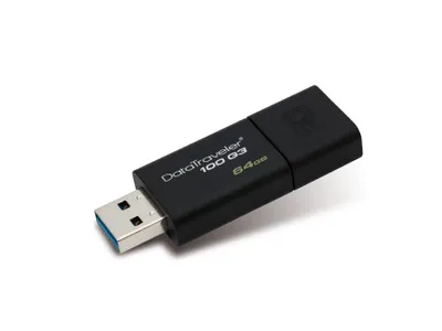 Obrázok produktu pre Kingston Technology DataTraveler 100 G3, 64 GB, USB Typ-A, 3.2 Gen 1 (3.1 Gen 1), 40 MB/s, Klzné, Čierna