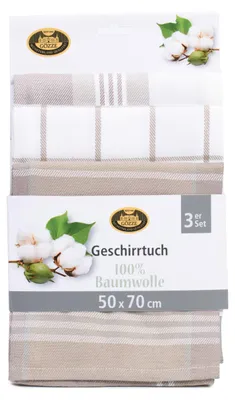 Productafbeelding van Gözze - Set van 3 theedoeken, 100% katoen, hoge materiaaldichtheid (260 g/m²)