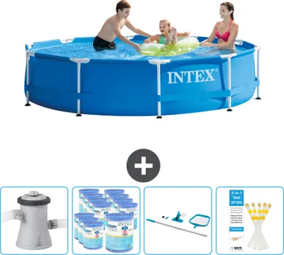 Zdjęcie produktu dla Okrągły basen stelażowy Intex - 305 x 76 cm - niebieski - w tym pompa - filtr - zestaw do czyszczenia - paski testowe