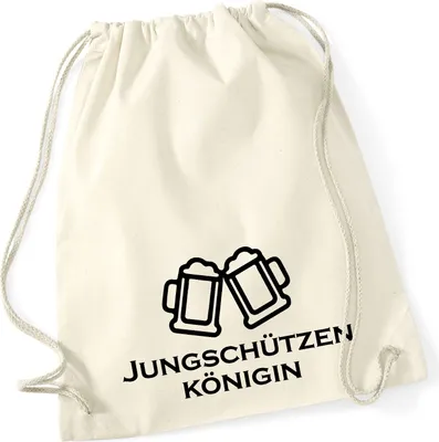 Produktbild von Huuraa Turnbeutel Jungschützenkönigin Schützenfest 12 Liter Natural Baumwolle Rucksack Geschenkidee