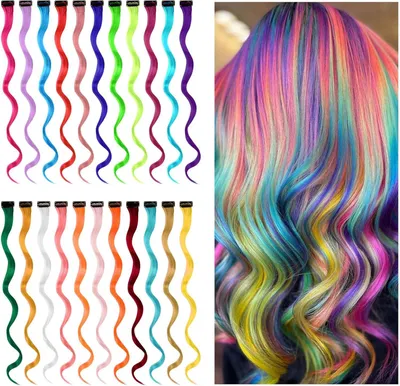 Imagen del producto de Extensiones de cabello, color marrón, 22 unidades, 50 cm de largo, onduladas, para niños y mujeres