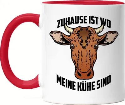 Produktbild von Zuhause Ist Wo Meine Kühe Sind Tasse Rot Kuh-Fans Kuh-Liebhaber Milchkuh Landwirt Geschenkidee