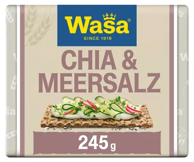 Produktbild von Wasa Selection Chia & Meersalz, Knäckebrot aus 100% Roggenvollkornmehl, 245 g