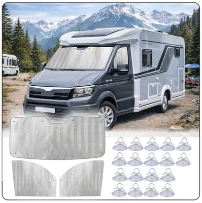 Produktbild von MJS Thermomatten Innen kompatibel mit MAN TGE & VW Crafter 2017–2026 (3-teilig) – Frontscheiben-Sonnenschutz & Thermo-Isolierung