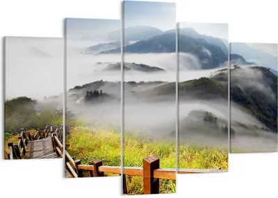 Produktbild von Bild auf Leinwand - Leinwandbild - Asien schönheit berg landschaft - 150x100cm - Wand Bild - Wanddeko - Leinwanddruck - Bilder - Kunstdruck - Leinwand bilder - Wandkunst - EA150x100-2444