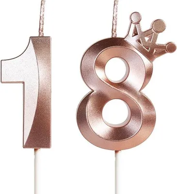 Productafbeelding van Famanu verjaardagskaars "18 met kroon" - rosé goud