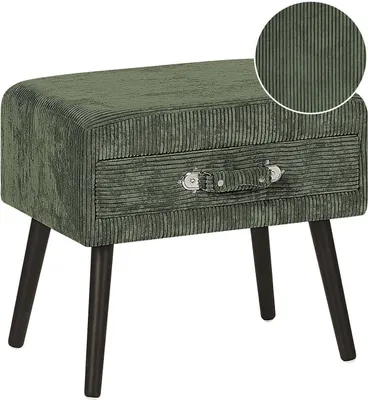 Produktbild von BELIANI Nachttisch Grün Cord Kiefernholz 46 x 50 x 35 cm Modern Lustig Koffer Optik Schlafzimmer