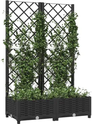 Produktbild von Breite Blumenkasten aus UV-beständigem PP - 80x40x121,5 cm - Schwarz - Selbstreinigend - Klimakasten für Pflanzen im Freien