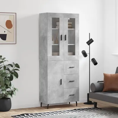 Produktbild von vidaXL Highboard Betongrau 69,5x34x180 cm Holzwerkstoff