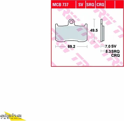 Produktbild von TRW Bremsbelagsatz MCB737SV Chieftain  Vegas ZRX400 ZR400E Tiger 1050 115NG GSX-S 750 WC50