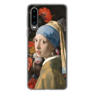 Produktbild von MuchoWow® Handyhülle Schutzhülle Hülle für Huawei P30 Malerei - Blumen - Regenbogen Silikon Softcase Handy Hülle - Kartenbesitzer