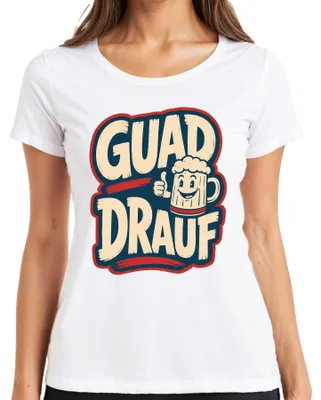 Obrázek produktu pro Pohár na pivo "Guad Drauf", motiv "Wiesn ", Bavorsko, vtipný motiv, dámské tričko, bílá barva, velikost M