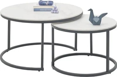 Produktbild von Couchtisch >Gino< (2er Set) in weiß, Keramik - 42x80cm (HxD)