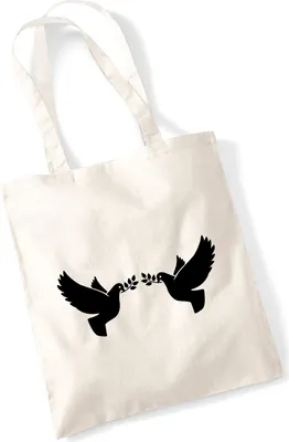 Produktbild von Huuraa Jutebeutel Friedenstauben 10 Liter Natural Baumwolle Tasche Geschenkidee