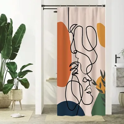 Produktbild von Abstrakter Duschvorhang, schimmelresistent und wasserdicht, waschbarer Duschvorhang aus Polyestergewebe, 90 x 180 cm.