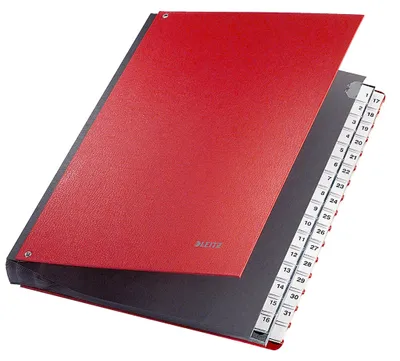 Produktbild von Leitz Pultordner 59310025 DIN A4 1-31 32Fächer Graupappe rot