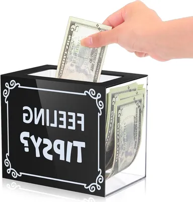 Productafbeelding van Opvangbak - Donatiebus Geldkist - Tips Inzamelen - Transparant Acryl - 15.5 x 10.5 x 10.5cm - Helder Zwart