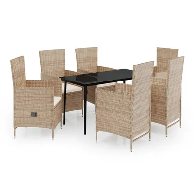 Produktbild von 7-tlg. Garten-Essgruppe mit Kissen Beige