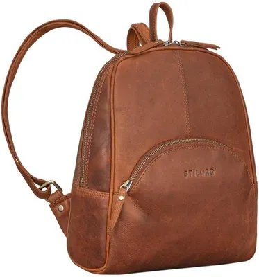 Produktbild von Kleine Leder-Rugzak cognac Braun Damen Anti-Diebstahl