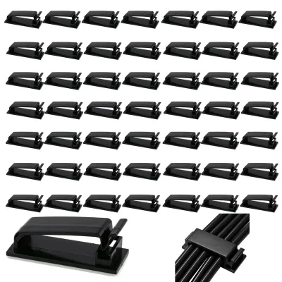 50 selbstklebende Kabelclips, Kabelorganizer, schwarz