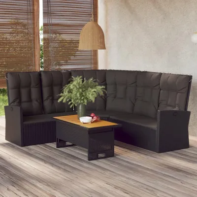 Immagine prodotto di set 2 pezzi da giardino con cuscini in poly rattan grigio