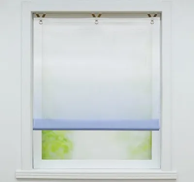 Produktbild von Joyswahl Raffrollo ohne Bohren mit Hakenaufhängung Raffgardine Bändchenrollo Voile Gardinen mit Farbverlauf Blau HxB 130x60cm