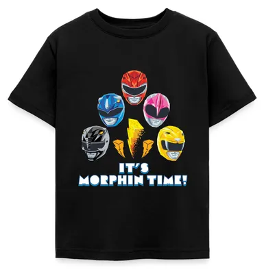 Produktbild von Spreadshirt Power Rangers 5 Rangers It's Morphin Time Kinder T-Shirt, 110/116 (5-6 Jahre), Schwarz