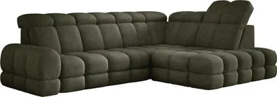 Produktbild von DomoHome Ecksofa Tollo Grün Anthology-Stoff Rechte Seite 302x217x105 cm, L-Form Sofa mit Schlaffunktion, Bettkasten 120x85x17 cm, Elektrisch Verstellbar