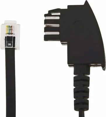 Produktbild von helos Anschlusskabel TAE F/6P4C, 4-adrig, 20 m, US-Std, schwarz, lose