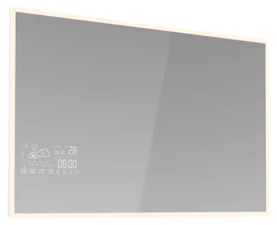 Obrázek produktu pro Infrazářič Blumfeldt 500 W – nástěnný, Smart Mirror s LED displejem, IP44 pro koupelny, ovládání pomocí aplikace, ochrana proti přehřátí, 5–50 °C, infračervené nástěnné vytápění, 8–12 m², WLAN