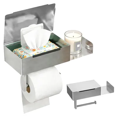 Produktbild von Omgoods – Toilettenpapierhalter ohne Bohren – Mit Box für Feuchttücher