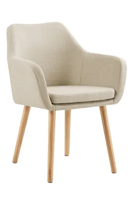 Zdjęcie produktu dla Fotel SalesFever | obicie z teksturowanej tkaniny | dębowe nogi | szer. 62 x gł. 60 x wys. 84 cm | beżowy - naturalny