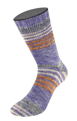 Produktbild von Lana Grossa - Meilenweit 100g Merino Extrafine Luna 4116 violett graulila rohweiß orange graugrün