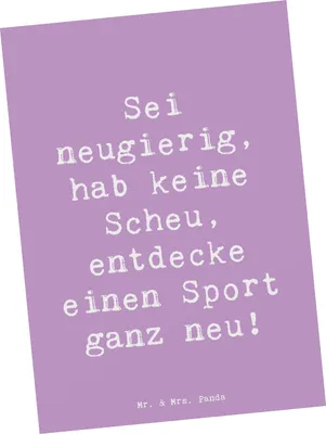 Produktbild von Mr. & Mrs. Panda Postkarte Spruch Neuer Sport - Lavendeltraum - Geschenk, Sportarten ausprobieren, Geschenkideen, Vertrauem, neue Fähigkeiten, Ansichtskarte, Neues lernen