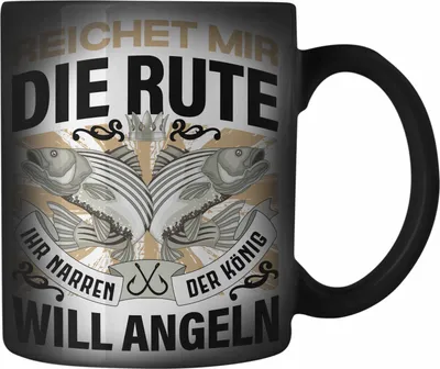 Produktbild von Trendation - Angler Farbwechsel Zauber-Tasse Geschenk Männer Spruch Lustig für Fischer Geschenkidee Angeln Fischen (Schwarz)