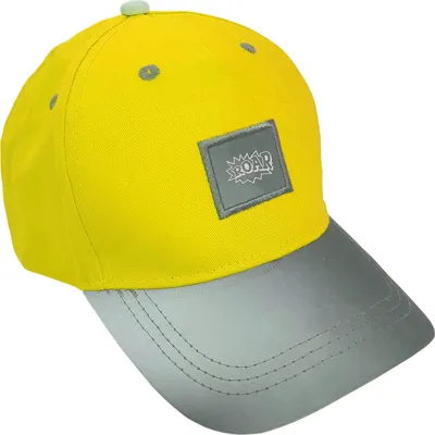 Produktbild von ROTH Basecap für Kinder gelb mit reflektierenden silberfarbenen Schild und Elementen, größenverstellbar 5-8 Jahre, Motiv: Roar