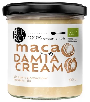 KREM Z ORZECHÓW MACADAMIA PRAŻONYCH 100 % BIO 300 g - DIET-FOOD