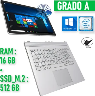 Immagine prodotto di Microsoft Surface Book I7 16gb 512gb Ssd Notebook Tablet 2 In 1 Ribaltabile W10