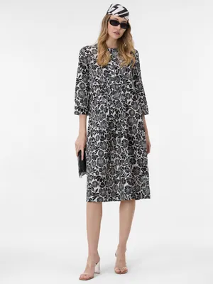 Produktbild von Orsay Schwarzes gemustertes Midikleid für Damen 36