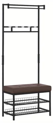Image de Étagère à chaussures - Armoire à chaussures - Banc à chaussures - Meuble d'entrée - Étagère de rangement - Structure métallique - 2 niveaux - Banc avec assise