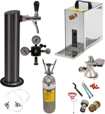 Produktbild von Untertheke 35l Säule Schwarz Flachkeg 2kg&R-Set