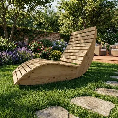 Produktbild von Holzliege Wellenliege Waldsofa Gartenliege "Schaukel-Sannerl" (Fichte) Breite 90cm Schaukelliege Relaxliege Himmelsliege