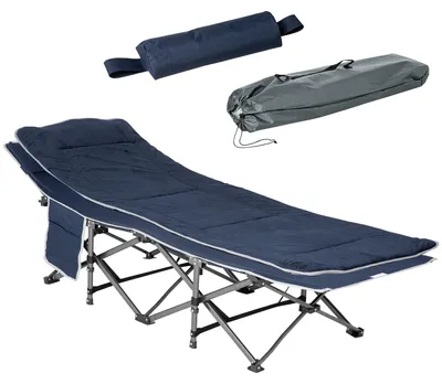 Obrázek produktu pro Skládací kempingová postel Outsunny – polní postel se skládací konstrukcí, polštářem a boční kapsou