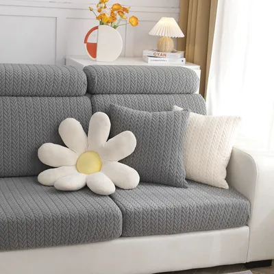 Produktbild von (Grau, Kissenbezug) Couchkissen-Kissenbezug, elastischer, weicher, rutschfester Sofabezug, Möbelschutz, Sofabezug, Sofabezug, Möbelschutzbezug