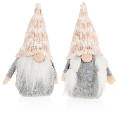 Immagine prodotto di Elfo natalizio figura natalizia - Set di 2 - Uomo e donna - Rosso, bianco, grigio e beige - ca. 18 cm
