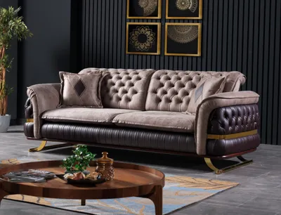 Produktbild von Dreisitzer Design Sofa 3 Sitzer Couchen Textil Chesterfield Sofa 3er Stoff