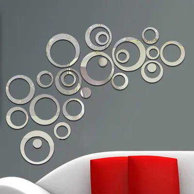 Produktbild von Circle Mirror DIY Wandaufkleber Wanddekoration 24pcs Grau
