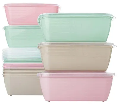 Image de Omgoods - Ensemble de 12 boîtes repas en plastique, 1200 ml, sans BPA et compatibles avec le micro-ondes