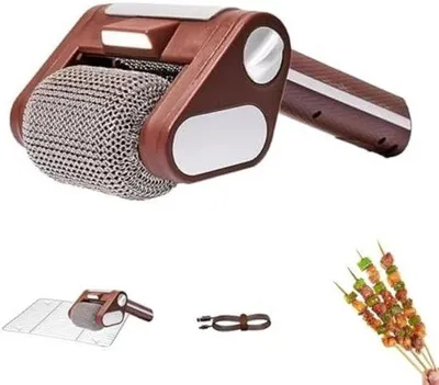 Produktbild von Elektrische Grillreiniger mit LED-Licht - drahtlose Grillreinigung mit Edelstahl-Walze und Abwaschfester Kopf - für Grillrost und Außenküche
